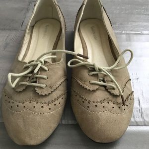 Nude suede flats